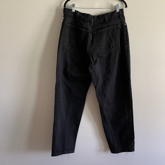 Lands End Women Sz 14 Black Dark Wash Relaxed Fit Denim Hi-Rise Jeans *Altered* - Picture 5 of 9